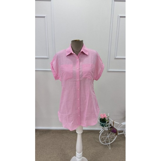 Kadın Kısa Kollu Yakalı önden Düğmeli Gömlek, 31791