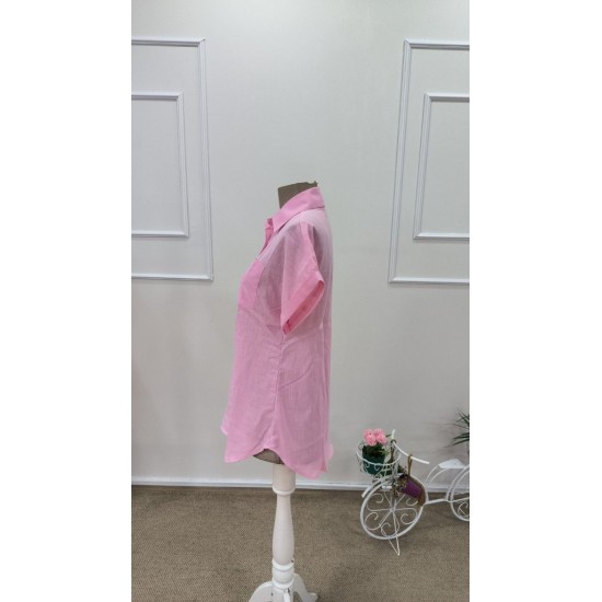 Kadın Kısa Kollu Yakalı önden Düğmeli Gömlek, 31791