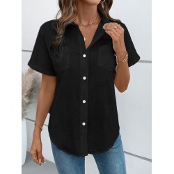 Kadın Kısa Kollu Yakalı önden Düğmeli Gömlek, 31789