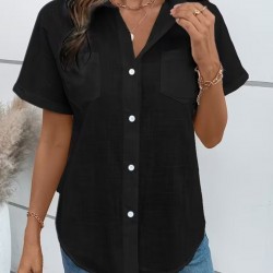 Kadın Kısa Kollu Yakalı önden Düğmeli Gömlek, 31789 Kadın Kısa Kollu Yakalı önden Düğmeli Gömlek, 31789