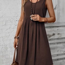 Kadın Askılı Yuvarlak Yakalı önden Pileli Kısa Aerobin Elbise , 31787