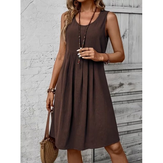 Kadın Askılı Yuvarlak Yakalı önden Pileli Kısa Aerobin Elbise , 31787