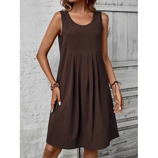 Kadın Askılı Yuvarlak Yakalı önden Pileli Kısa Aerobin Elbise , 31787