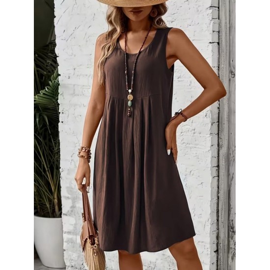 Kadın Askılı Yuvarlak Yakalı önden Pileli Kısa Aerobin Elbise , 31787