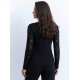 Kadın Uzun Kollu Dantelli Kruvaze Yakalı Yandan Büzgülü Viskon Bluz, 31797
