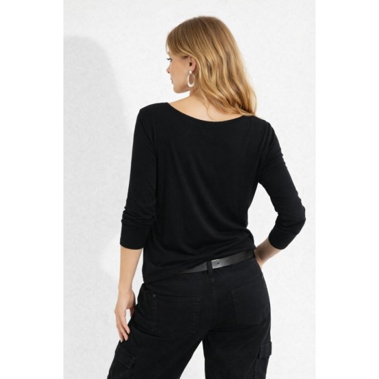 Kadın Uzun Kollu Yuvarlak Yakalı Viskon Bluz , 31800