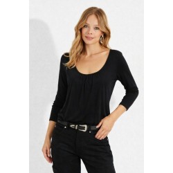 Kadın Uzun Kollu Yuvarlak Yakalı Viskon Bluz , 31800