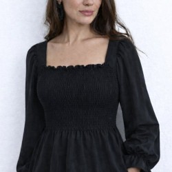 Kadın Uzun Kollu Geometrik Yakalı Gipe Detaylı Krep Bluz , 31821 Kadın Uzun Kollu Geometrik Yakalı Gipe Detaylı Krep Bluz , 31821