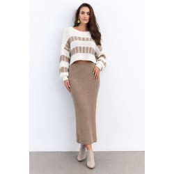 Kadın Uzun Kollu Kayık Yakalı Salaş Triko Bluz Ve Etek Ikili Takım , 31820
