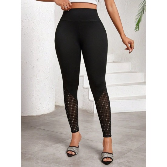 Kadın Yüksek Bel ışıltılı Tül Geometrik Detaylı Dalgıç Tayt, 31830