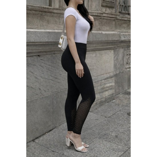 Kadın Yüksek Bel ışıltılı Tül Geometrik Detaylı Dalgıç Tayt, 31830