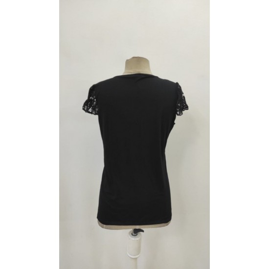 Kadın Kısa Kollu V Yakalı önü Düğmeli Viskon Bluz , 31827