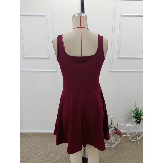 Kadın Askılı Yuvarlak Yaka şortlu Mini Dalgıç Elbise, 31826