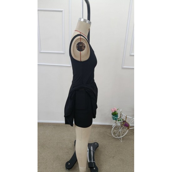 Kadın Askılı Yuvarlak Yaka şortlu Mini Dalgıç Elbise, 31825