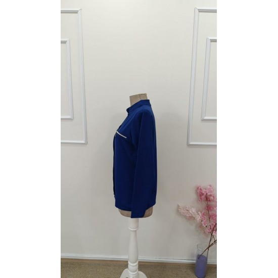 Kadın Uzun Kollu V Hakim Yaka Fermuar Detaylı Viskon Bluz , 31824