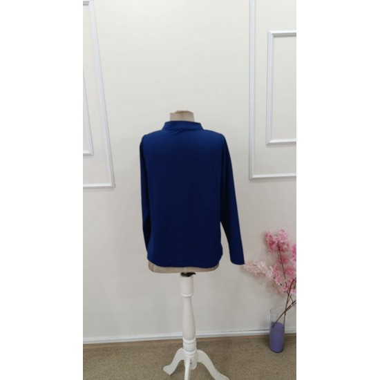 Kadın Uzun Kollu V Hakim Yaka Fermuar Detaylı Viskon Bluz , 31824