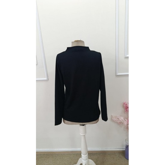 Kadın Uzun Kollu V Hakim Yaka Fermuar Detaylı Viskon Bluz , 31822