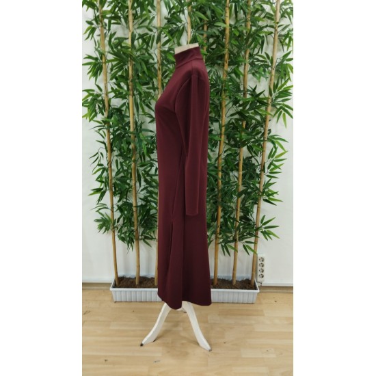 Kadın Uzun Kollu Balıkçı Yaka Derin Yırtmaç Detay Krep Elbise , 31833