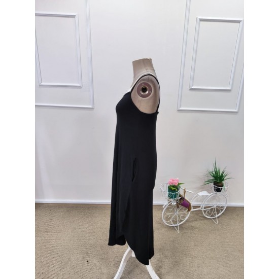 Kadın Ip Askılı Yuvarlak Yakalı Cepli Uzun Viskon Elbise , 31840