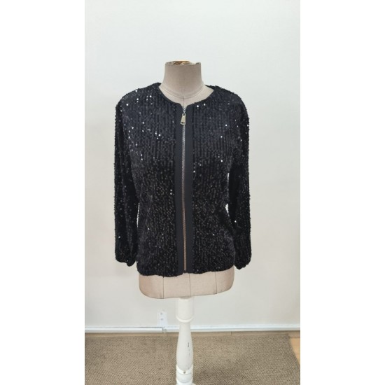 Kadın Uzun Kollu önü Fermuarlı Kısa Pulpayet Ceket, 31847