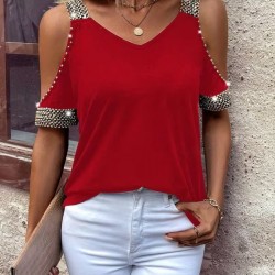 Kadın Omuzlardan Açık V Yakalı Askılı Viskon Bluz , 31846