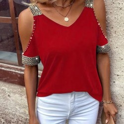 Kadın Omuzlardan Açık V Yakalı Askılı Viskon Bluz , 31846