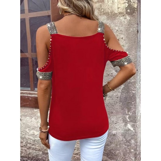 Kadın Omuzlardan Açık V Yakalı Askılı Viskon Bluz , 31846