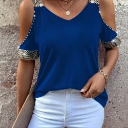 Kadın Omuzlardan Açık V Yakalı Askılı Viskon Bluz , 31845