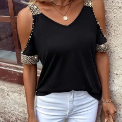 Kadın Omuzlardan Açık V Yakalı Askılı Viskon Bluz , 31843