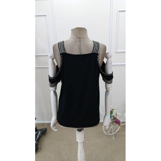 Kadın Omuzlardan Açık V Yakalı Askılı Viskon Bluz , 31843