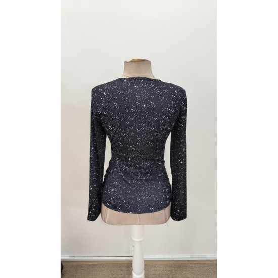 Kadın Uzun Kollu Kruvaze Yakalı Aksesuarlı Dalgıç Bluz, 31842