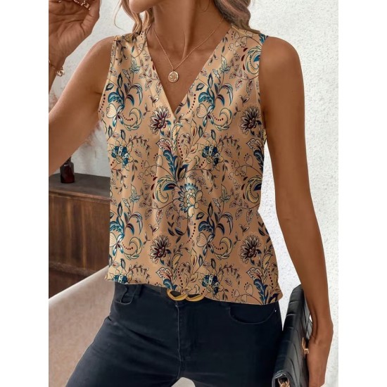 Kadın Askılı V Yakalı Desenli Süprem Bluz, 31861