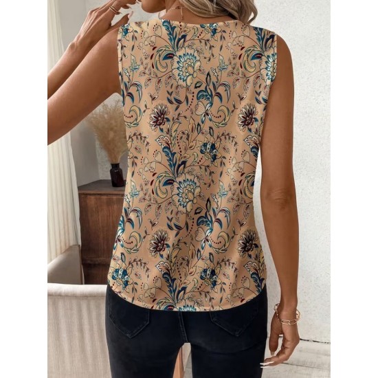 Kadın Askılı V Yakalı Desenli Süprem Bluz, 31861