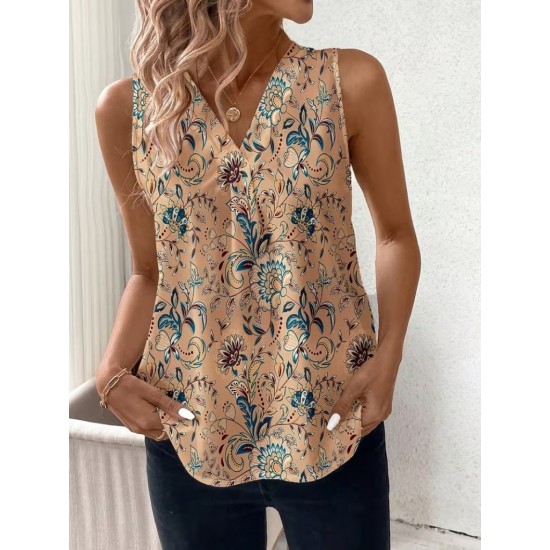 Kadın Askılı V Yakalı Desenli Süprem Bluz, 31861