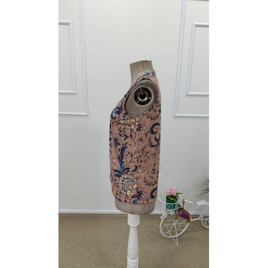 Kadın Askılı V Yakalı Desenli Süprem Bluz, 31861