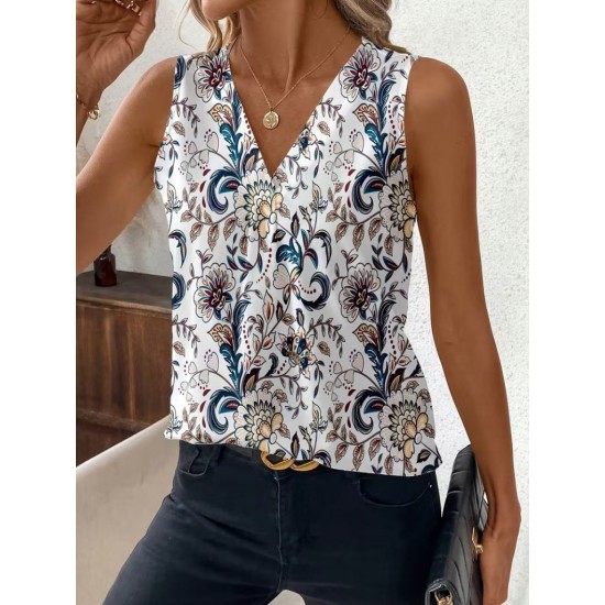 Kadın Askılı V Yakalı Desenli Süprem Bluz, 31860