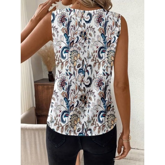 Kadın Askılı V Yakalı Desenli Süprem Bluz, 31860