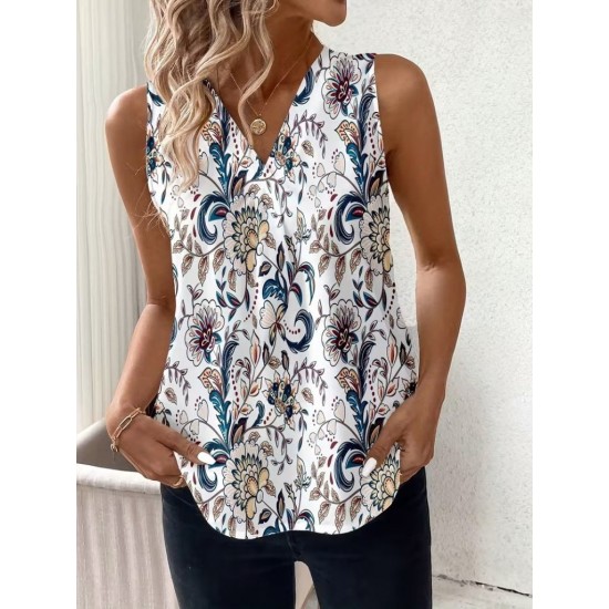 Kadın Askılı V Yakalı Desenli Süprem Bluz, 31860