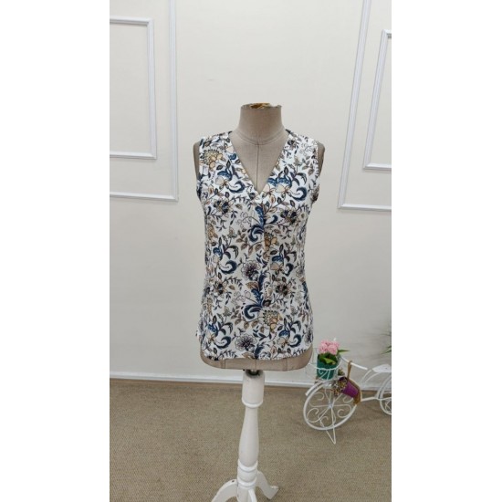 Kadın Askılı V Yakalı Desenli Süprem Bluz, 31860