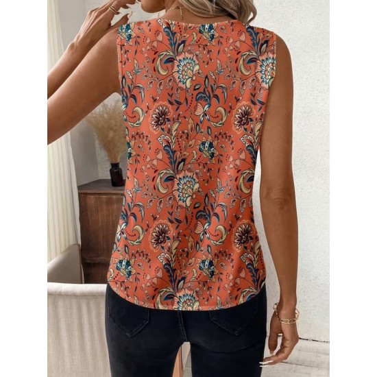 Kadın Askılı V Yakalı Desenli Süprem Bluz, 31858