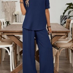 Kadın Kısa Kollu V Yakalı Aerobin Bluz Ve Pantolon Ikili Takım , 31856