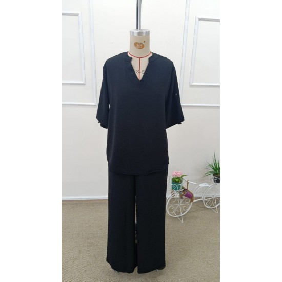 Kadın Kısa Kollu V Yakalı Aerobin Bluz Ve Pantolon Ikili Takım , 31856