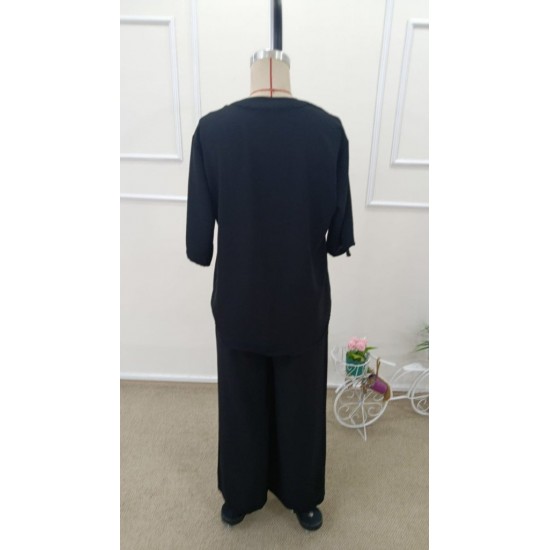 Kadın Kısa Kollu V Yakalı Aerobin Bluz Ve Pantolon Ikili Takım , 31854