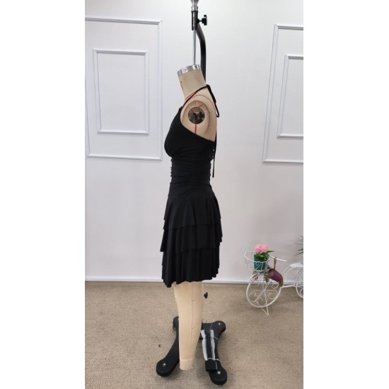 Kadın Ip Askılı Kruvaze Yakalı Fırfırlı Kısa Sandy Elbise , 31851