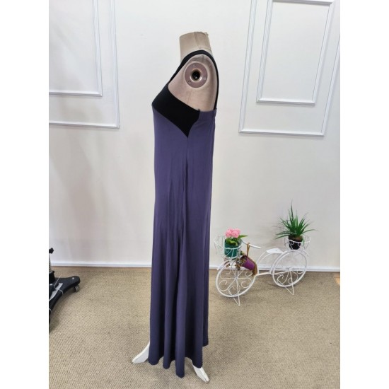 Kadın önden çapraz Detaylı Iki Renkli Uzun Viskon Elbise , 31850