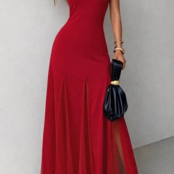 Kadın Askılı Bisiklet Yaka Etek Ucu Tül Detaylı Asimetrik Kiloş Uzun Ithal Krep Elbise , 31864 Kadın Askılı Bisiklet Yaka Etek Ucu Tül Detaylı Asimetrik Kiloş Uzun Ithal Krep Elbise , 31864