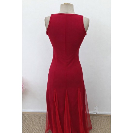 Kadın Askılı Bisiklet Yaka Etek Ucu Tül Detaylı Asimetrik Kiloş Uzun Ithal Krep Elbise , 31864