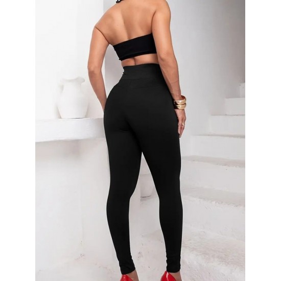 Kadın Yüksek Bel önden çapraz Kuş Göz Detaylı Dalgıç Tayt , 31876