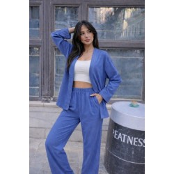 Women' S Long-sleeved, Open-front Woven Jacket And Trousers Two-piece Set., 31875