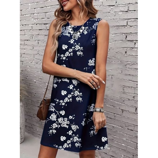 Kadın Askılı Kolsuz Bisiklet Yaka Desenli Kısa Süprem Elbise , 31874